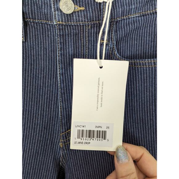 Frame Le Jane Crop Railroad Stripe High Waist Straight Leg Jeans Size 26 NWT - Picture 8 of 10